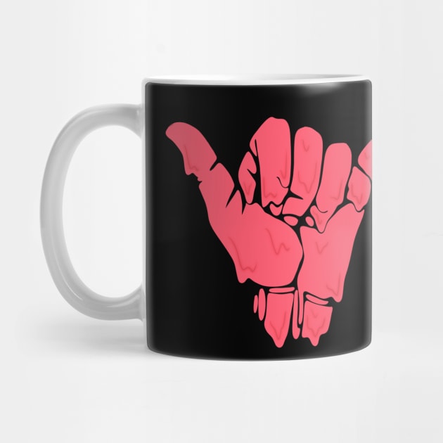 melting/dripping shaka hand in red/coral by acatalepsys 